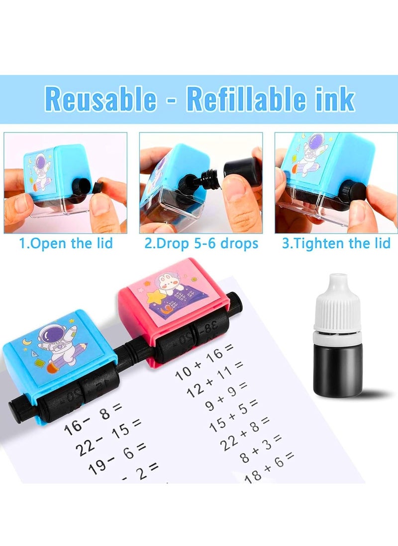 MAGIC VAULT 4Pcs Digital Teaching Roller Stamps  Addition, Subtraction, Multiplication, Division  Reusable Math Practice Toy for Kids  Educational Calculation Stamps for Math Learning  - Image 5