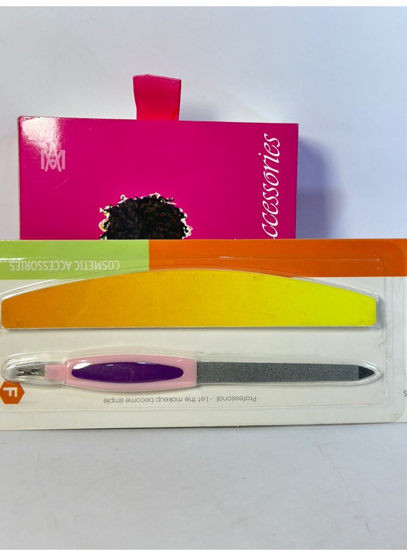 2-In-1 Double Sided Nail File, Buffer, Cuticle Remover, Trimmer, Sanding and Polish Tool + Professional Nail File with Double Sided Sanding - for False Nails 2PCS - Image 4