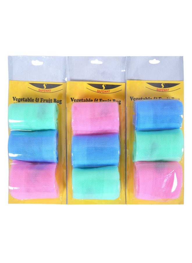 Safeway Nylon Vegetable and Fruit Bag with Zip and Hook, 34x26cm, Multicolour- Pack of 9 - Image 2