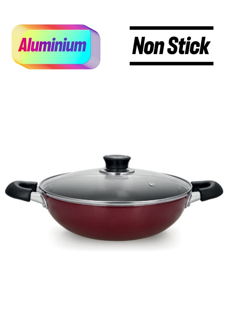 Royalford 22Cm Wokpan With Glass Lid 3 Layer Non-Stick Coating 22X7Cm Multi Color Multi Color - Image 1