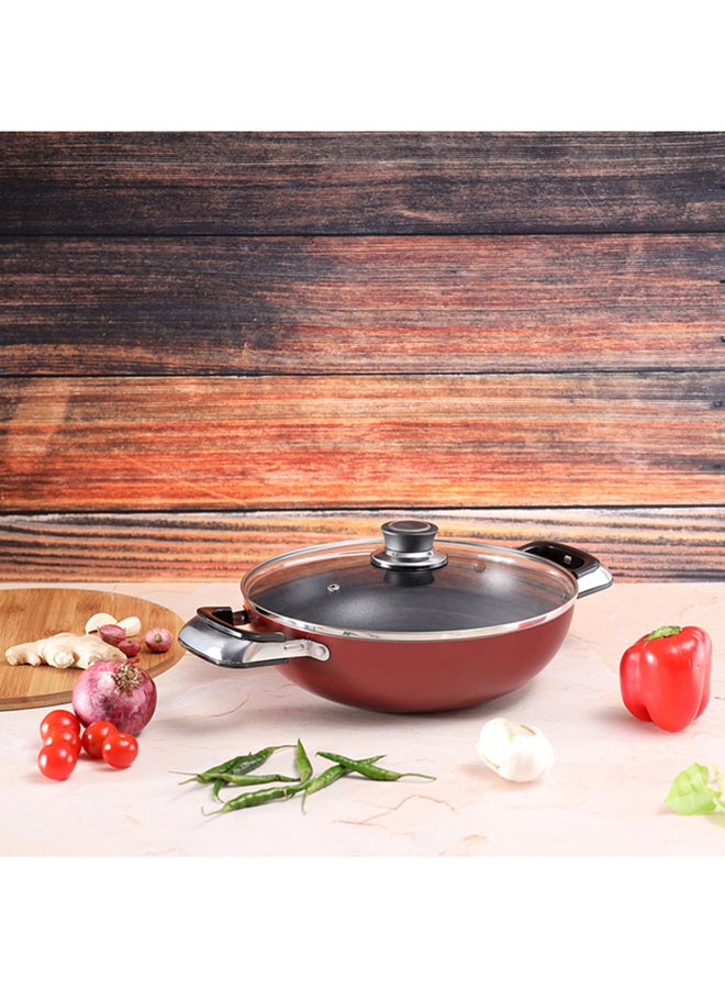 Royalford 22Cm Wokpan With Glass Lid 3 Layer Non-Stick Coating 22X7Cm Multi Color Multi Color - Image 2