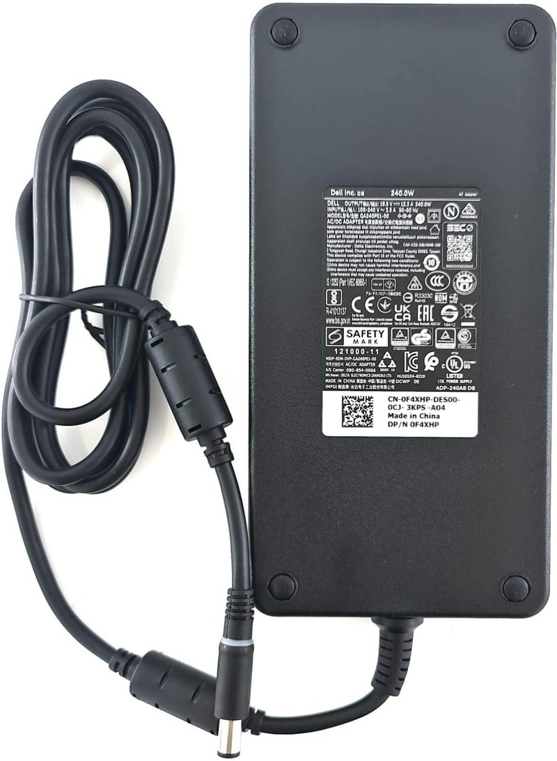 Terabyte 240W 19.5V 12.3A Slim AC Power Adapter Compatible for Dell Precision M4700 M6400 M6500 M6600 M6700 Alienware M17x M17x R2 M17x R3 M17x R4 M18x PA-9E with UK Cable - Image 2