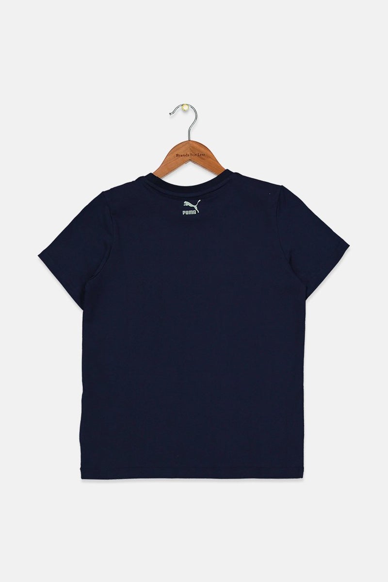 PUMA Kid Boys Relaxed Fit Graphic Training Tee, Navy - Image 2