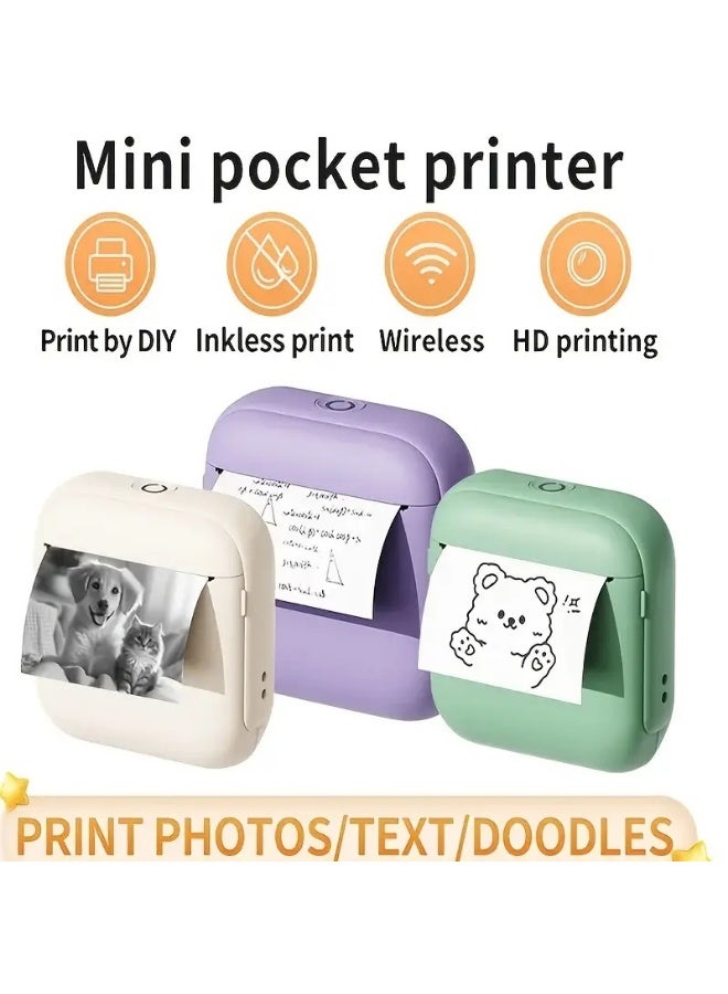 طابعة صغيرة، طابعة ورق حراري، طابعة جيب، طباعة فورية، لاسلكية، متوافقة مع أجهزة IOS / Android، تستخدم لملصقات الصور، المذكرات، أوراق الاختبارات، الإجابات الخاطئة، المجوهرات، ملصقات النقش، الرسومات، عيد الهالوين، عيد الشكر، رمضان، الدراسة، اليوميات، هدايا عيد الميلاد - Image 5