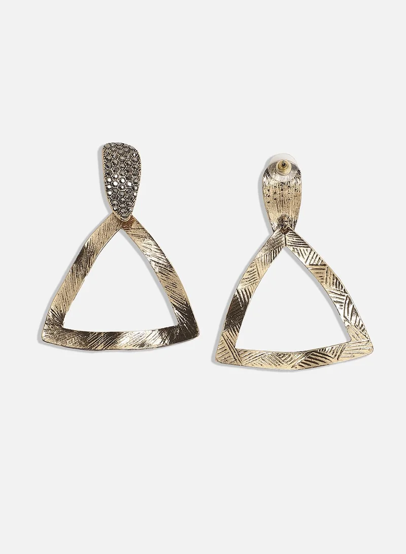 SOHI Textured Crystal Triangle Artificial Drop Earring Jewellery