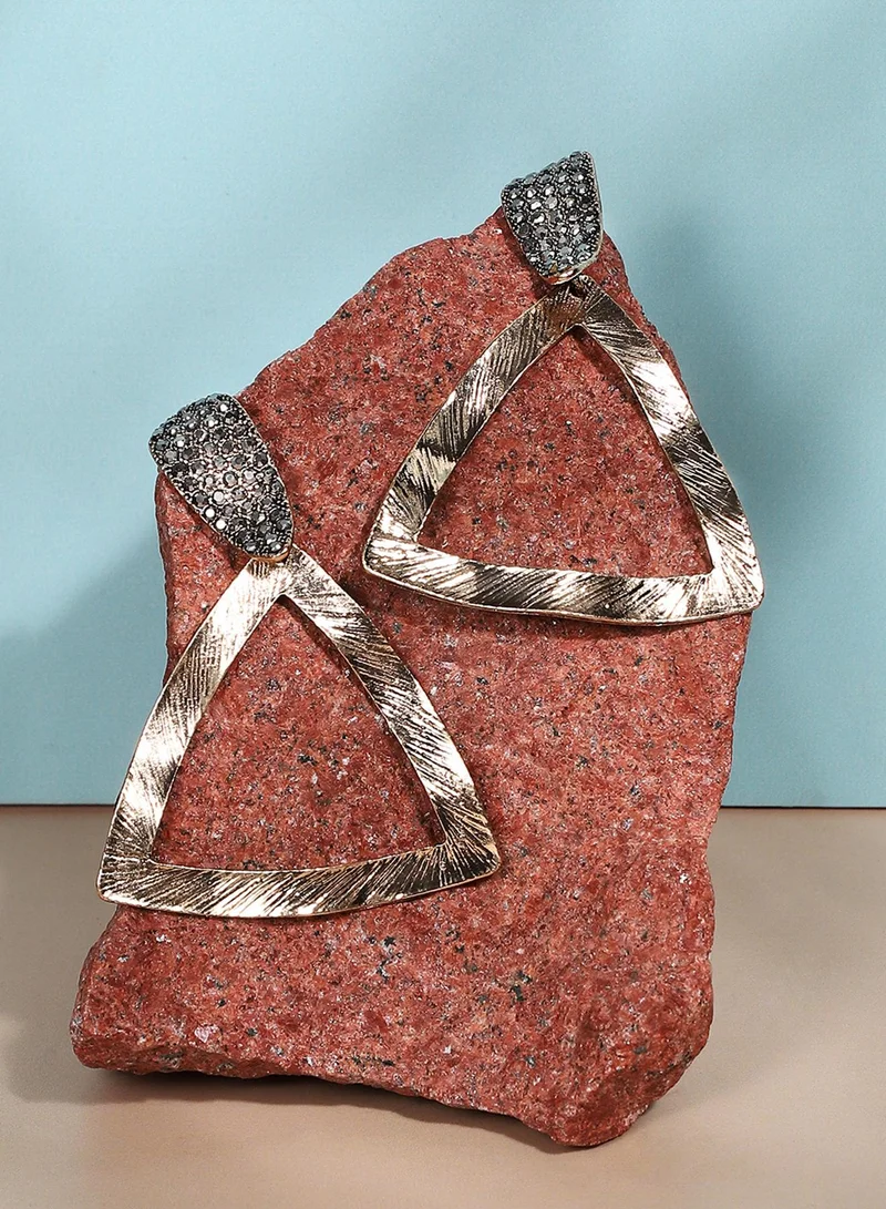 SOHI Textured Crystal Triangle Artificial Drop Earring Jewellery
