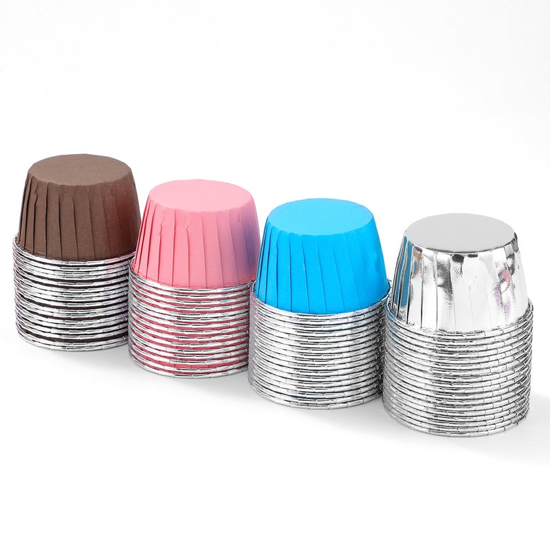 50 Colorfulful Rolled Edge Cake Cups, Gold Double-Sided Aluminized Baking Cups, High Temperature Resistant Silver Rolled Muffin Cups - Image 5