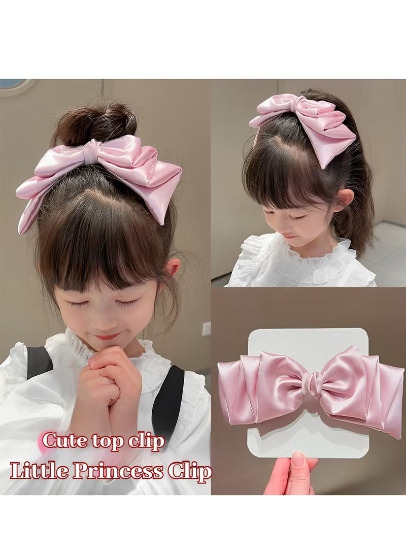 JUMEI 2PCS Satin Bow Hair Clips – Elegant Princess Style Hair Accessories for Women & Girls, Cute Hairpins Set (Red & Pink) - Image 2