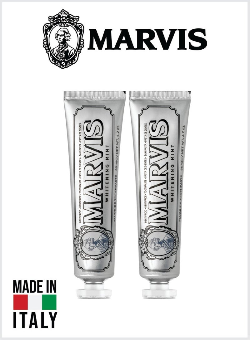 Marvis Whitening Mint Toothpaste, Intense Fresh Breath, Plaque & Cavity Protection 85ML Pack Of 2