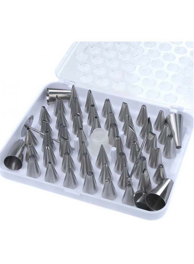 55-Piece Cake Piping Nozzles Tips Silver - Image 2