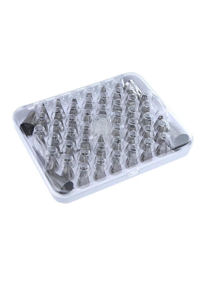 55-Piece Cake Piping Nozzles Tips Silver - Image 1