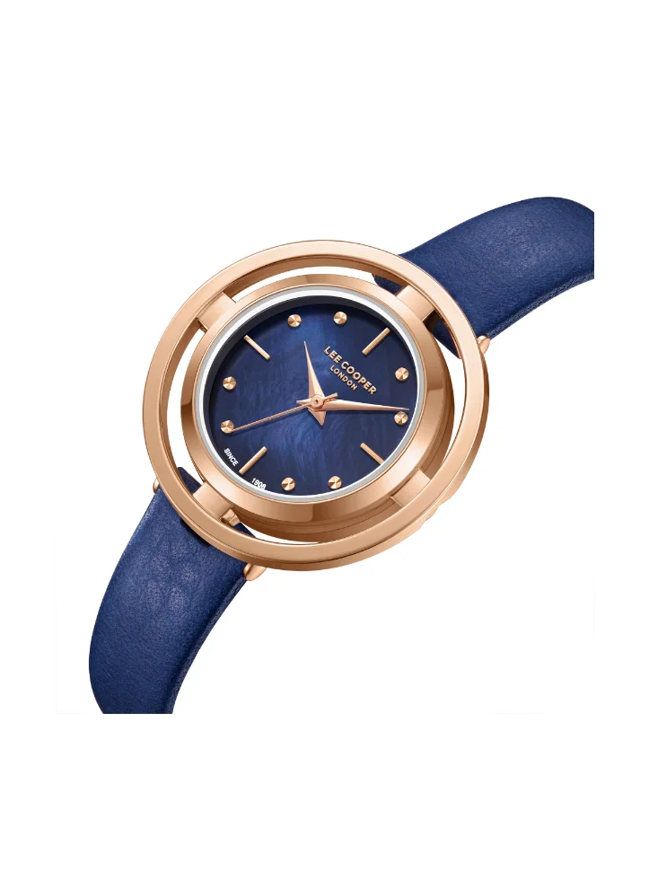 Lee Cooper LEE COOPER LC08034.499 Women's Analog Display Watch & Leather Strap Dark Blue
