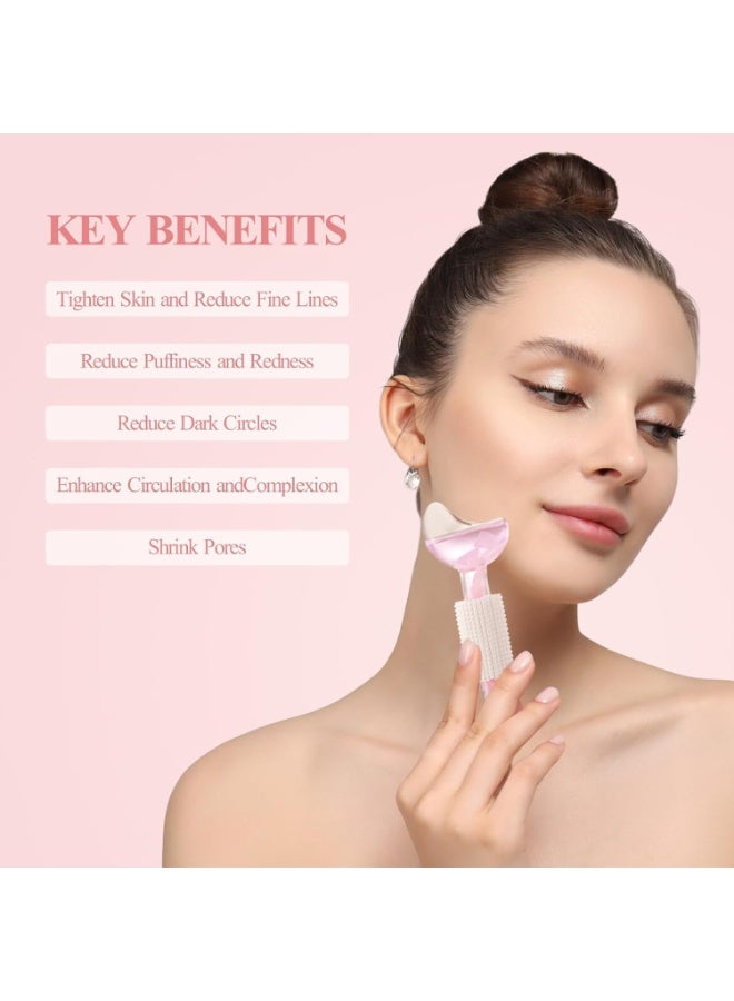 كرات الثلج لتبريد وتدليك الوجه – أداة جمال مبتكرة للعناية بالبشرة، تقلل الانتفاخ والهالات، تحفز إنتاج الكولاجين وتمنح نضارة فورية، تصميم هلال وردي فاخر - Image 2