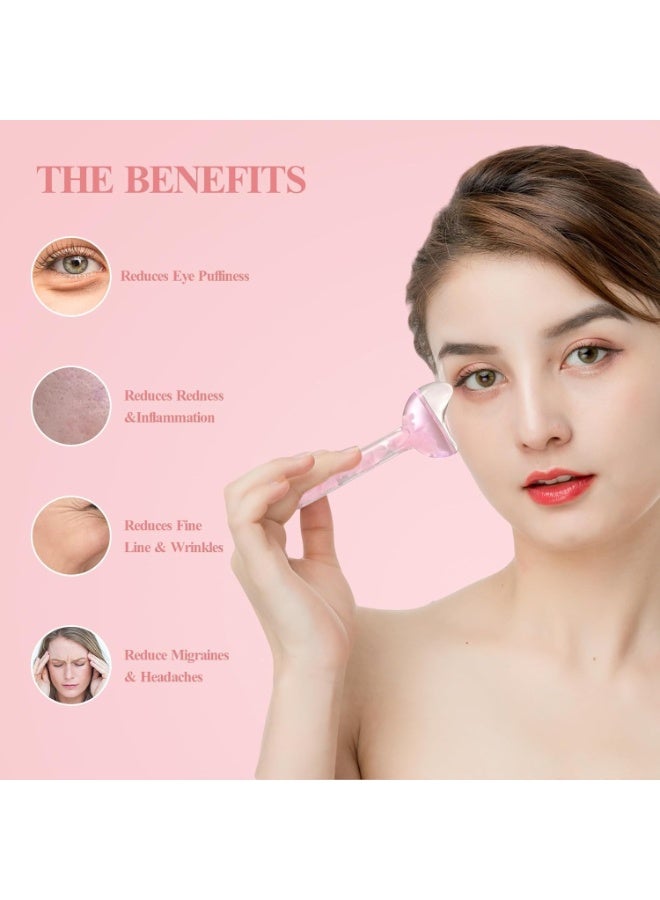 كرات الثلج لتبريد وتدليك الوجه – أداة جمال مبتكرة للعناية بالبشرة، تقلل الانتفاخ والهالات، تحفز إنتاج الكولاجين وتمنح نضارة فورية، تصميم هلال وردي فاخر - Image 4