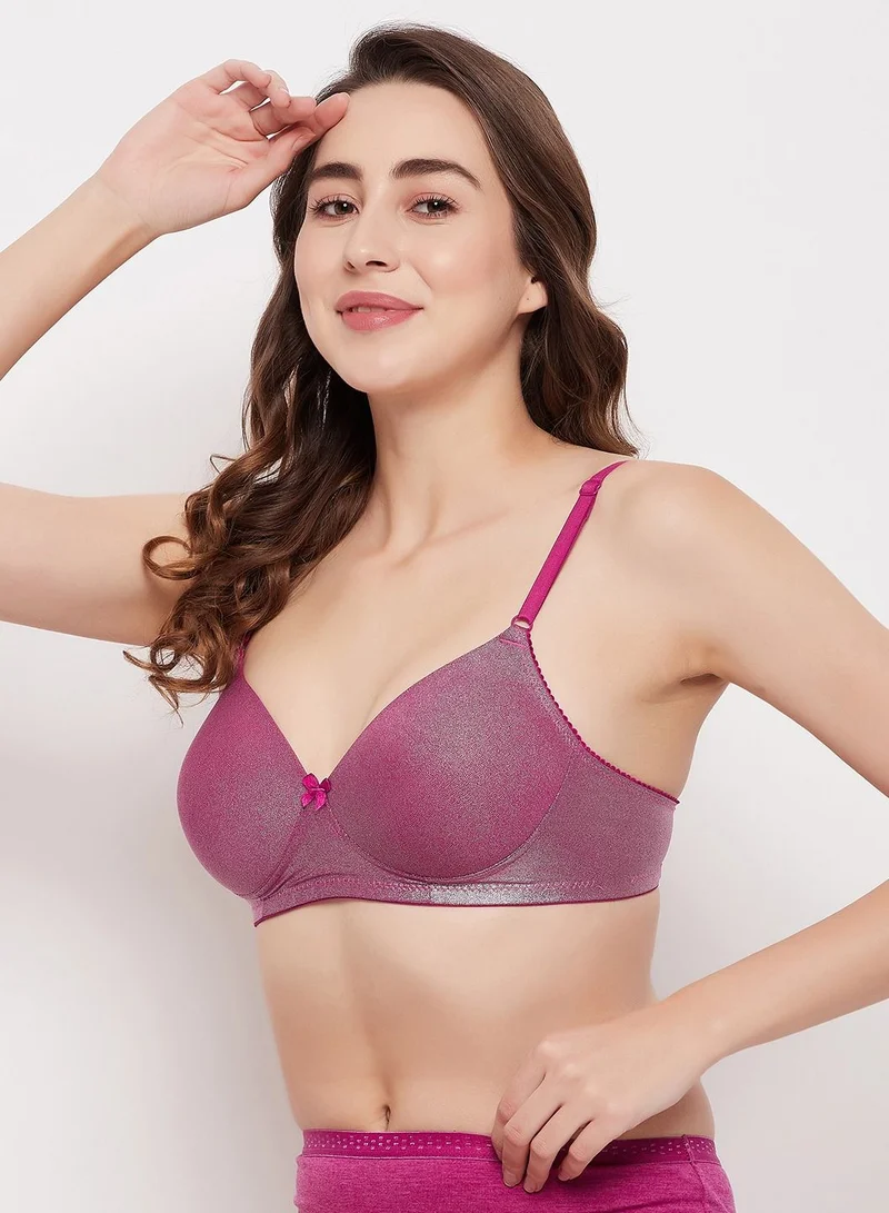 كلوفيا Clovia Padded Non-Wired Full Cup T-Shirt Bra In Shimmer Pink