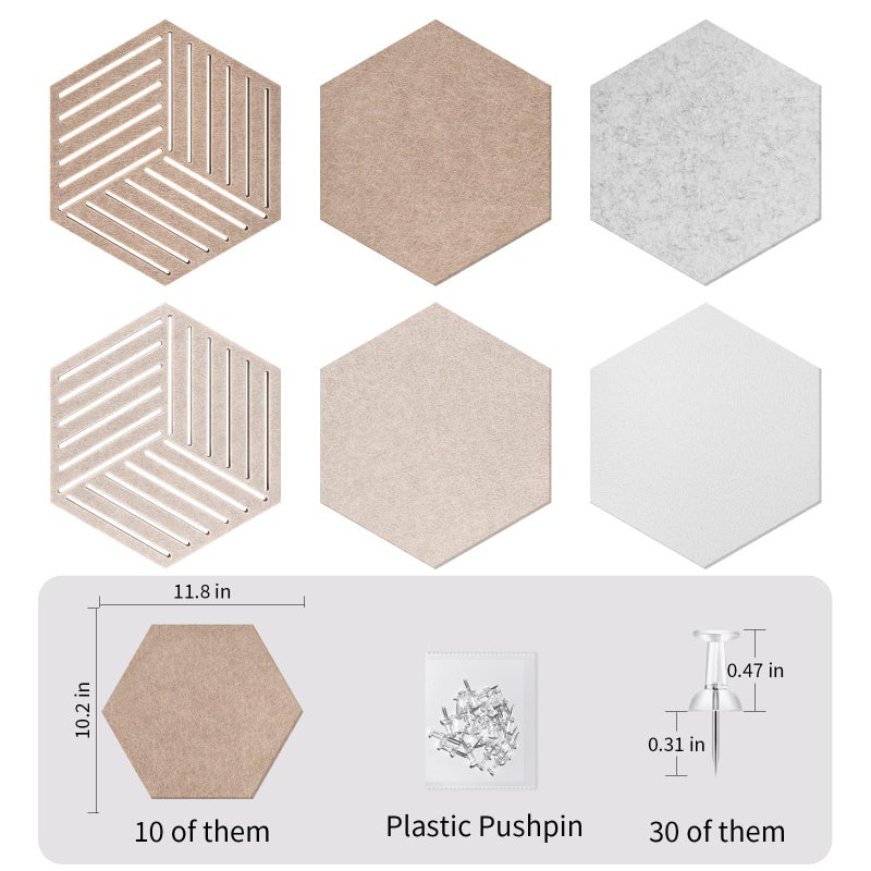 AIBOVI Fwpelt 12'' Large Hexagon Cork-Bulletin Board Tiles Adhesive 10 Pack Frameless Corkboard Hexagonal Prayer Vision Cork Board for Office Wall Decor, Hex Tack Pinboard with 30 Push Pins - Image 3
