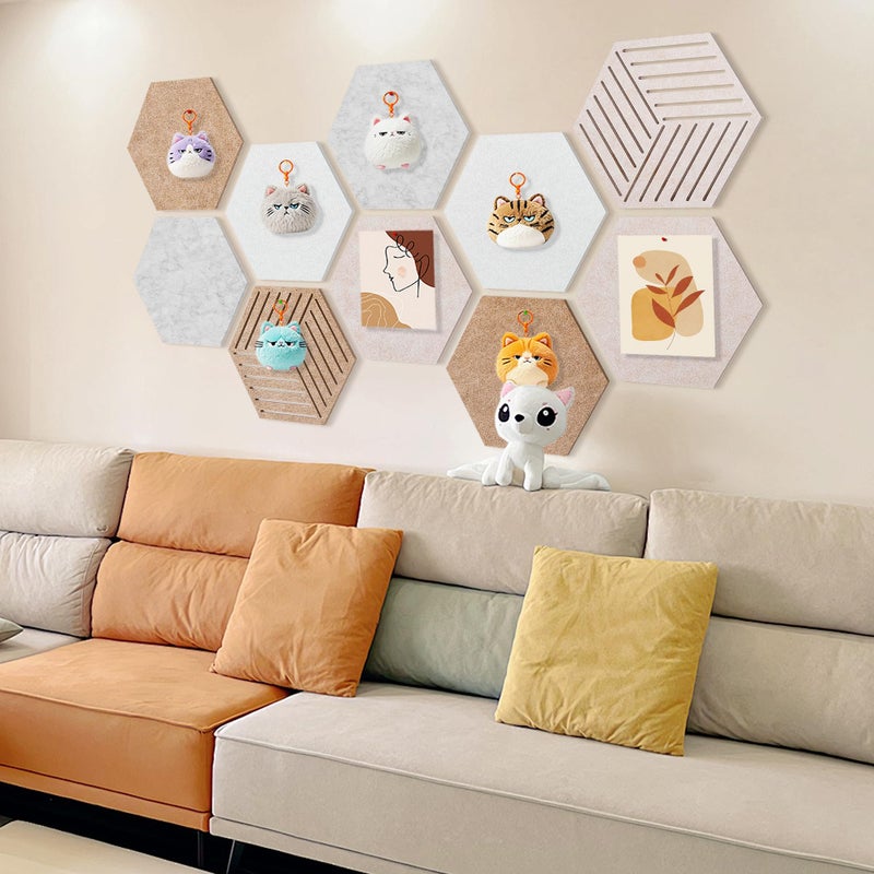AIBOVI Fwpelt 12'' Large Hexagon Cork-Bulletin Board Tiles Adhesive 10 Pack Frameless Corkboard Hexagonal Prayer Vision Cork Board for Office Wall Decor, Hex Tack Pinboard with 30 Push Pins - Image 4