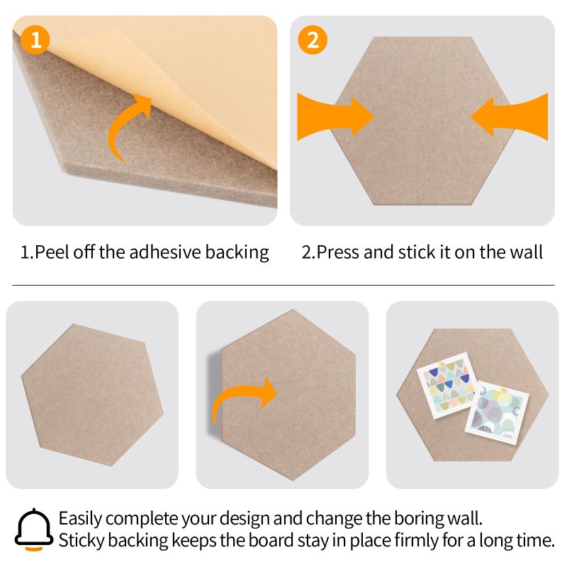 AIBOVI Fwpelt 12'' Large Hexagon Cork-Bulletin Board Tiles Adhesive 10 Pack Frameless Corkboard Hexagonal Prayer Vision Cork Board for Office Wall Decor, Hex Tack Pinboard with 30 Push Pins - Image 5