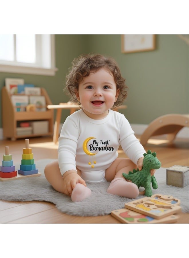 برينت شوب فور مي بدلة أطفال أولاد رمضان بأكمام طويلة | قماش قطني | ناعمة ومريحة | طقم ملابس للأطفال لأول رمضان - Image 4