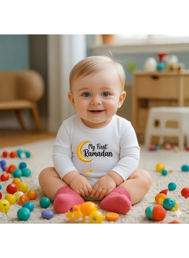 برينت شوب فور مي بدلة أطفال أولاد رمضان بأكمام طويلة | قماش قطني | ناعمة ومريحة | طقم ملابس للأطفال لأول رمضان - Image 2