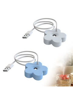 بيوينتي USB صغير زهرة المرطب، 2 جهاز كمبيوتر شخصى الإبداعية لطيف الانحلال صانع ضباب، الشخصية المحمولة للماء المرطب الهواء لمكتب غرفة النوم المنزلية، اغلاق السيارات، فائقة الهدوء  - Image 1
