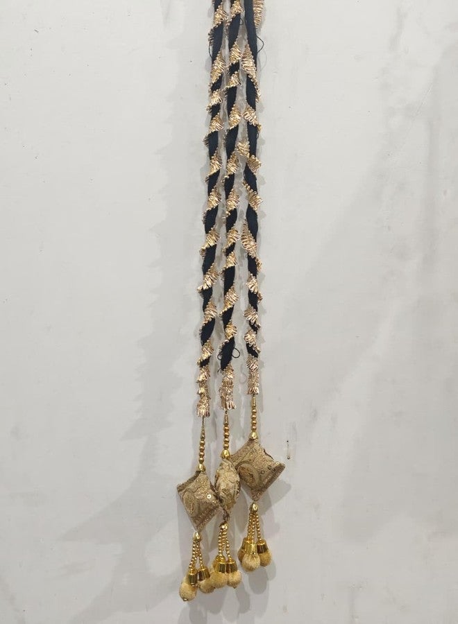 FLUSHIA Women Punjabi Paranda Choti Heavy Design Paranda Parandi Braid Tassles Hair Accessory For Women & Girls Hair Extension Choti Braid Tassles Golden (Pack Of 1pcs) - Image 2