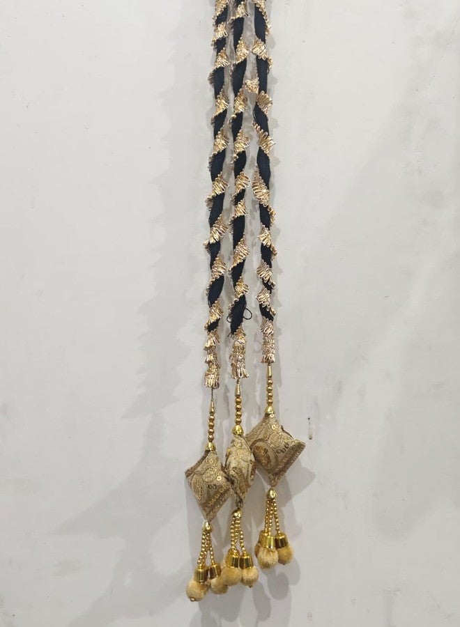 FLUSHIA Women Punjabi Paranda Choti Heavy Design Paranda Parandi Braid Tassles Hair Accessory For Women & Girls Hair Extension Choti Braid Tassles Golden (Pack Of 1pcs) - Image 4
