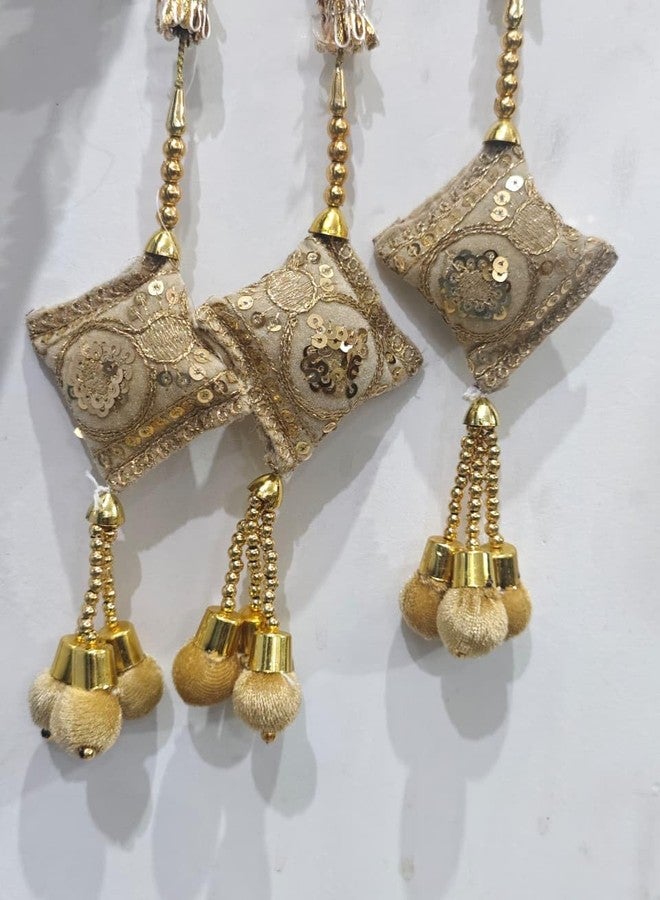 FLUSHIA Women Punjabi Paranda Choti Heavy Design Paranda Parandi Braid Tassles Hair Accessory For Women & Girls Hair Extension Choti Braid Tassles Golden (Pack Of 1pcs) - Image 3