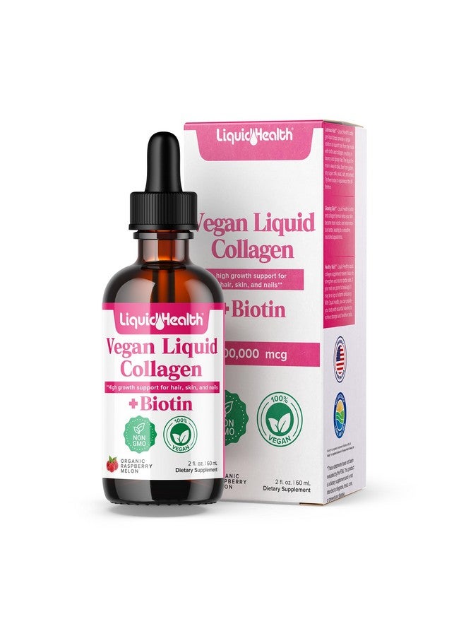 ليكويد هيلث LIQUIDHEALTH 100% كولاجين نباتي مع بيوتين 100,000 ميكروغرام قطرات سائلة - كولاجين سائل نباتي للنساء والرجال - نمو الشعر والأظافر، صحة البشرة، يعزز عملية التمثيل الغذائي - صنع في الولايات المتحدة الأمريكية، غير معدل وراثيًا (2 أونصة) - Image 1