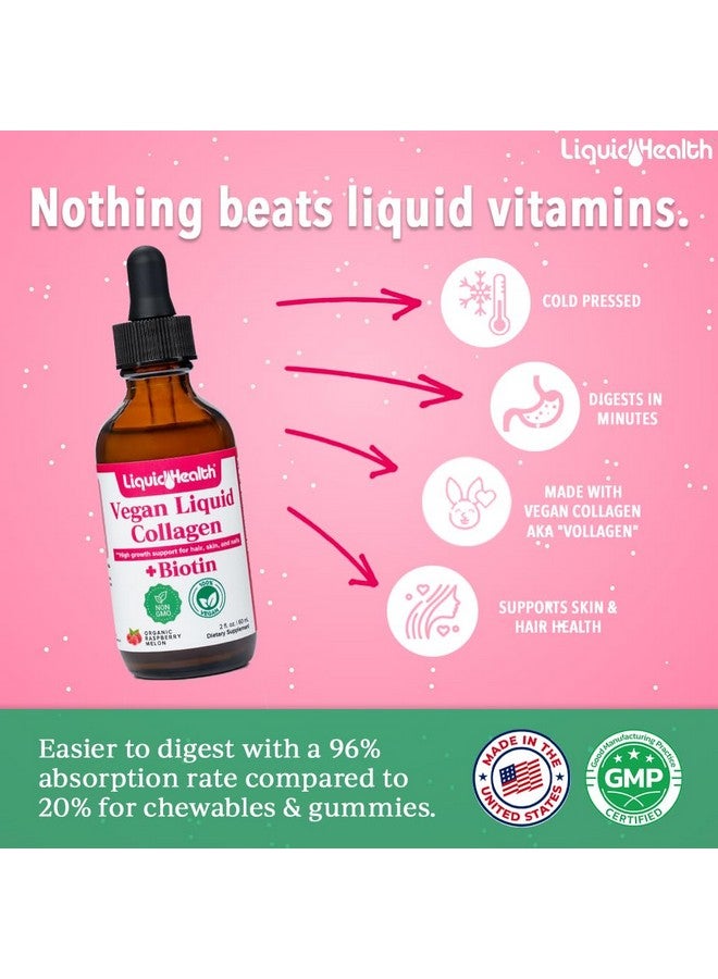 ليكويد هيلث LIQUIDHEALTH 100% كولاجين نباتي مع بيوتين 100,000 ميكروغرام قطرات سائلة - كولاجين سائل نباتي للنساء والرجال - نمو الشعر والأظافر، صحة البشرة، يعزز عملية التمثيل الغذائي - صنع في الولايات المتحدة الأمريكية، غير معدل وراثيًا (2 أونصة) - Image 5