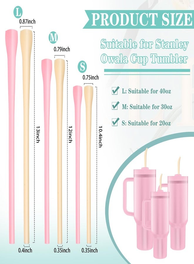 Potchen 6 Pcs Anti Wrinkle Straw Reusable Flat Wide Drinking Straw Long Wrinkle Free Straw with Cleaner Brush for 20 oz 30 oz 40 oz Glass Water Bottle Tumbler - Image 3