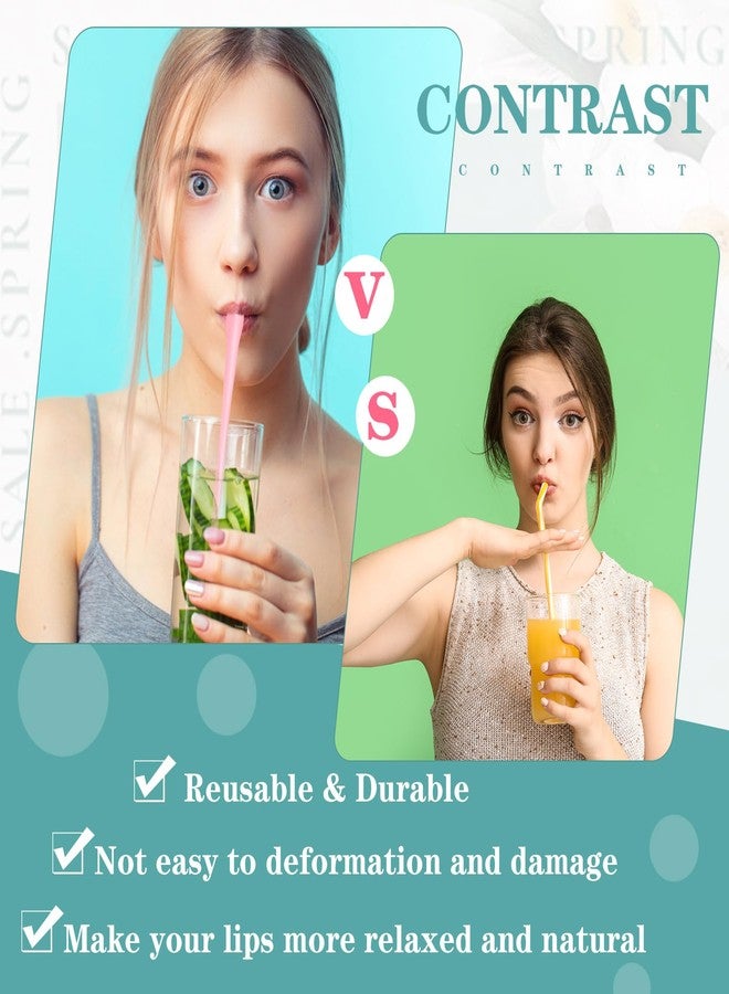 Potchen 6 Pcs Anti Wrinkle Straw Reusable Flat Wide Drinking Straw Long Wrinkle Free Straw with Cleaner Brush for 20 oz 30 oz 40 oz Glass Water Bottle Tumbler - Image 4