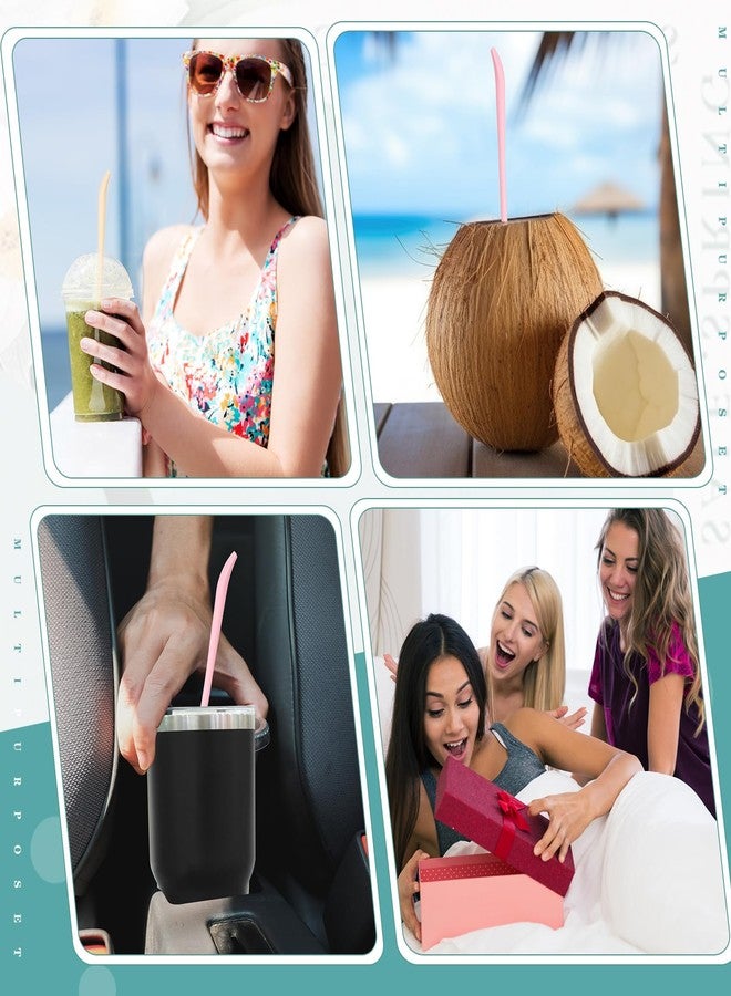 Potchen 6 Pcs Anti Wrinkle Straw Reusable Flat Wide Drinking Straw Long Wrinkle Free Straw with Cleaner Brush for 20 oz 30 oz 40 oz Glass Water Bottle Tumbler - Image 5