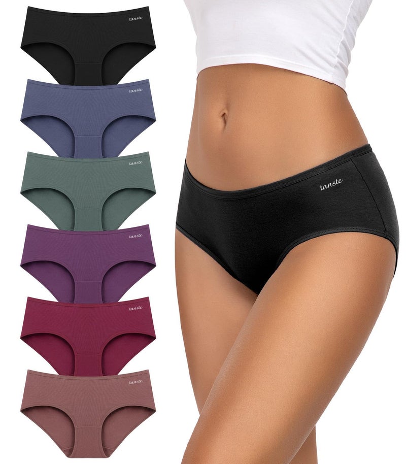 TANSTC Cotton Underwear for Women Low Waist Hipster Panties Full Coverage Stretch Briefs Soft Breathable Panties 6 Pack - Image 2