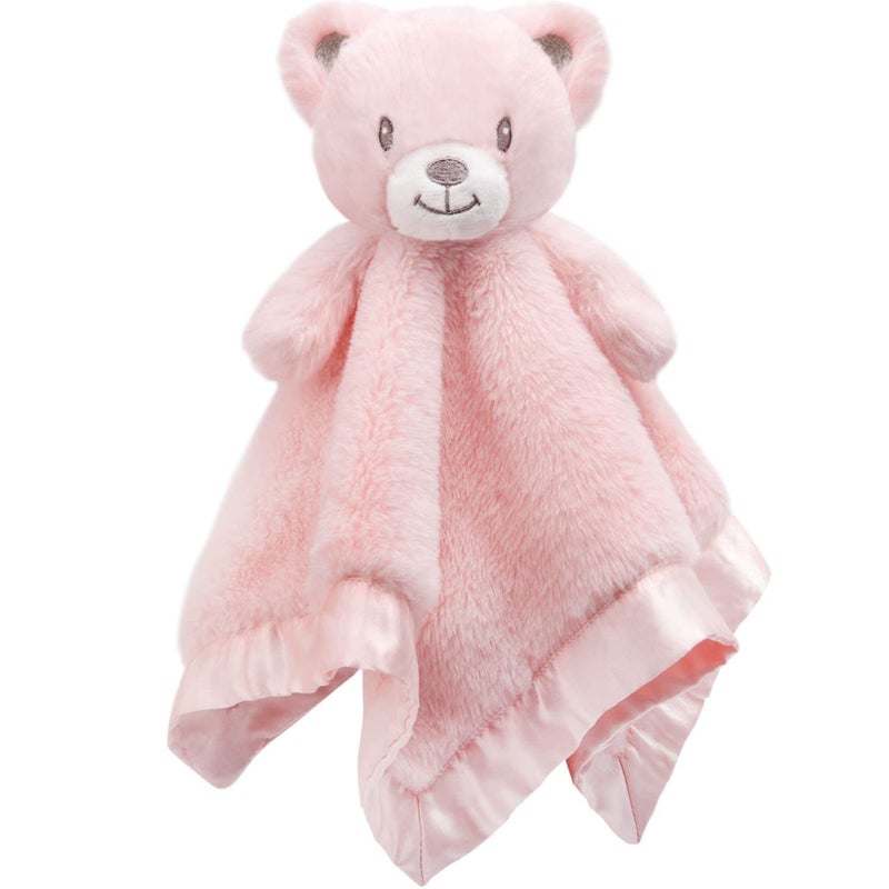 BEILIMU Baby Bear Security Blanket Soft Minky Baby Lovey Animal Plush Blanket Unisex Lovie Gift for Toddler Boys and Girls 135 Inch Pink