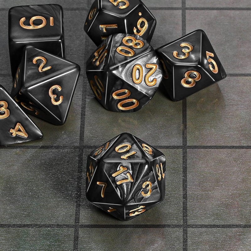 CiaraQ مجموعة نرد متعددة الأوجه مع حقيبة نرد سوداء لألعاب تقمص الأدوار D&D RPG MTG - Image 4
