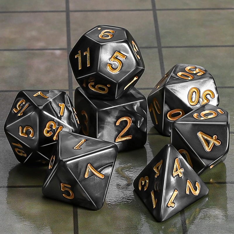 CiaraQ مجموعة نرد متعددة الأوجه مع حقيبة نرد سوداء لألعاب تقمص الأدوار D&D RPG MTG - Image 2