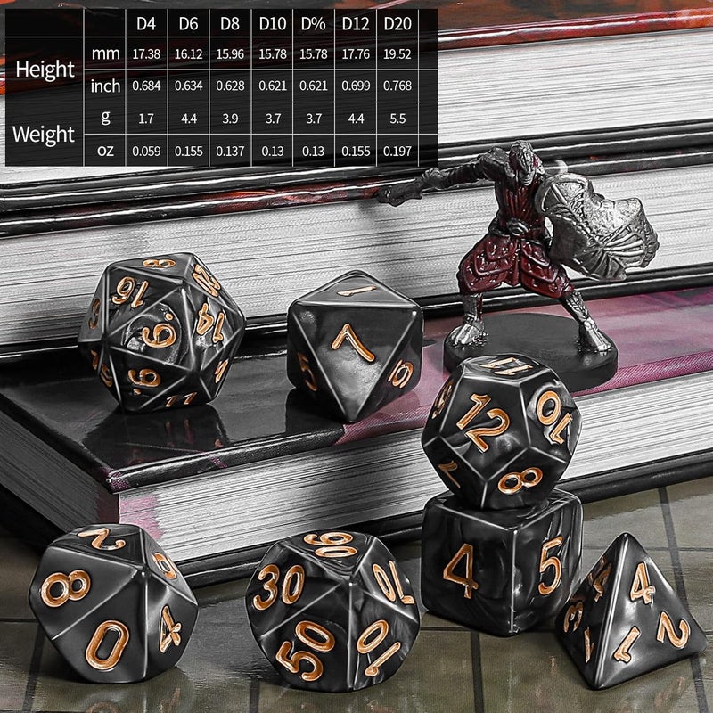 CiaraQ مجموعة نرد متعددة الأوجه مع حقيبة نرد سوداء لألعاب تقمص الأدوار D&D RPG MTG - Image 3