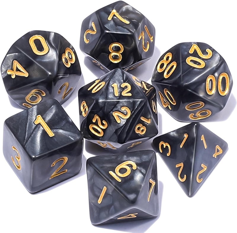 CiaraQ مجموعة نرد متعددة الأوجه مع حقيبة نرد سوداء لألعاب تقمص الأدوار D&D RPG MTG - Image 1
