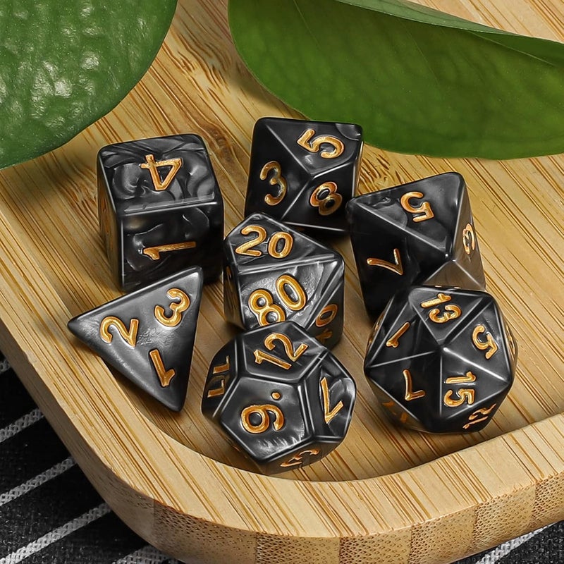 CiaraQ مجموعة نرد متعددة الأوجه مع حقيبة نرد سوداء لألعاب تقمص الأدوار D&D RPG MTG - Image 5
