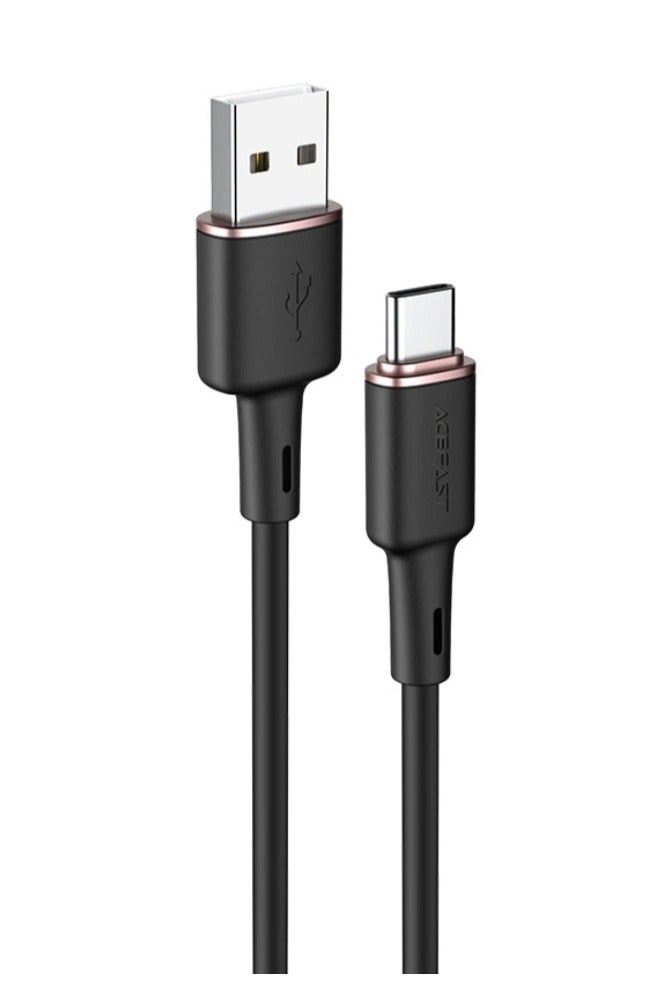 ACEFAST C2-04 USB-A To USB-C 3A  Zinc Alloy Silicone Charging Data Cable 1.2M - Black - Image 1
