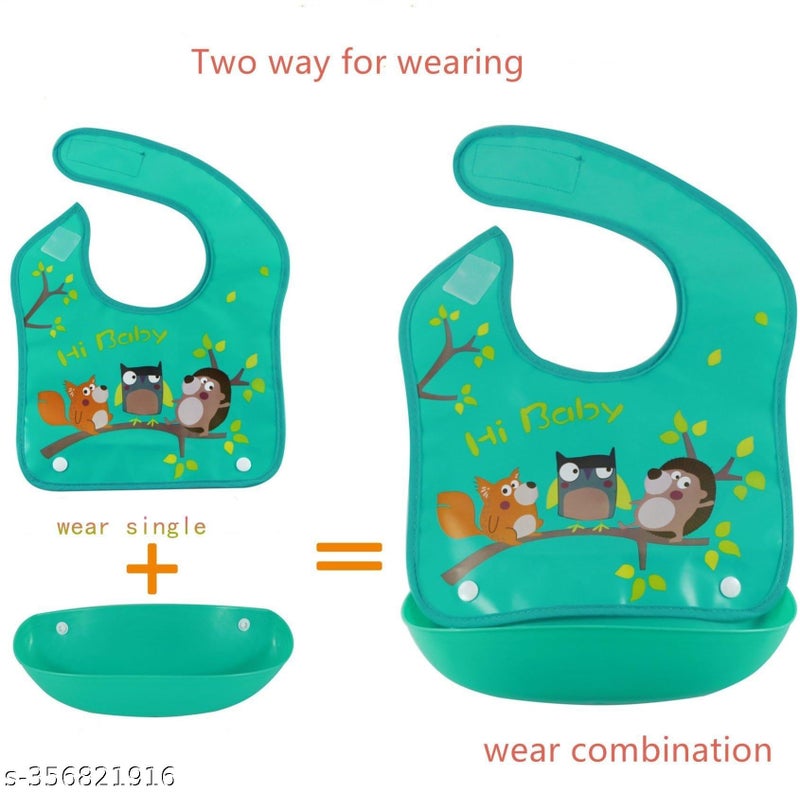 Syga Baby Bib 1 Piece Waterproof Silicone Roll up Washable Baby Feeding Eating Bib for 6 Months to 2 Years Unisex Baby (Multicolour) - Image 3