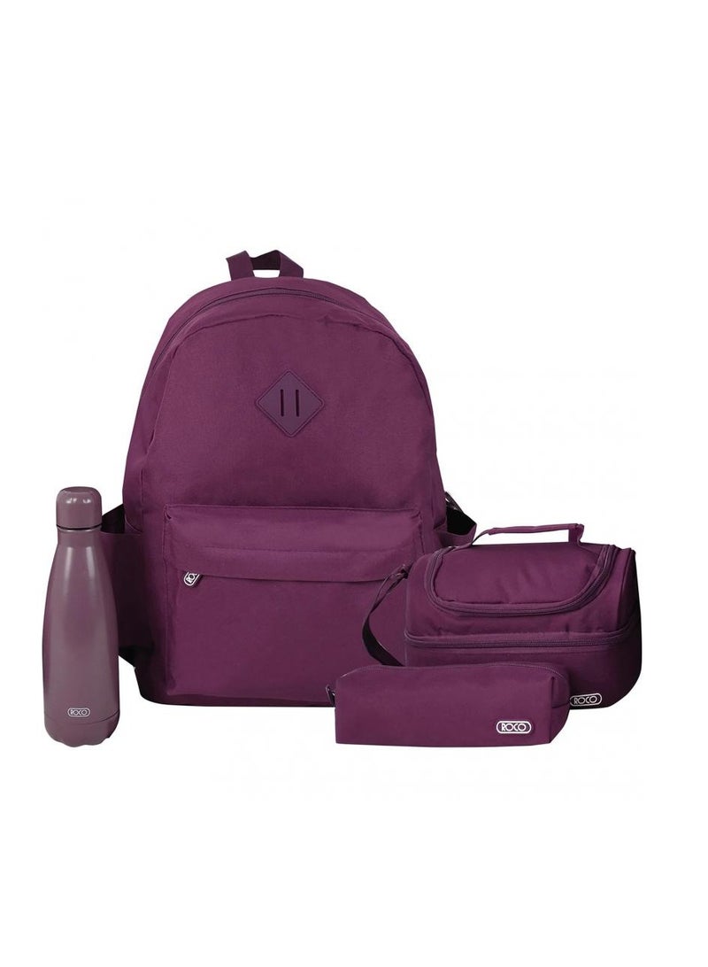 روكو حقيبة ظهر كلاسيكية صلبة، مجموعة 4 في 1، حقيبة ظهر اقتصادية مع ملحق