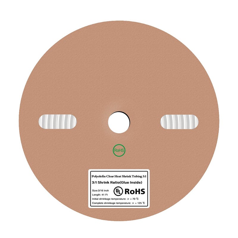 PPCLION 41 Feet 3/16" Clear Heat Shrink Tubing Roll 3:1,No Wrinkle Electrical Shrink Tube for Wires,Marine Grade Shrink Tube with Adhesive Lined Waterproof - Image 1