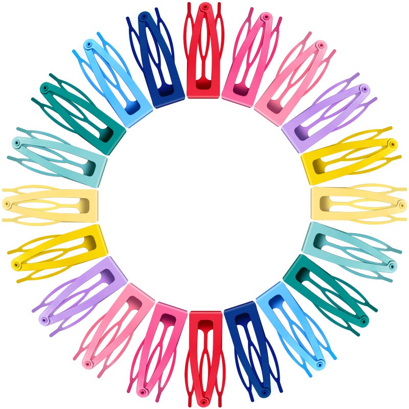 Geosar 40 Pieces Snap Hair Clips Grip Hair Metal Barrettes for Women Snap Double Clip Pins Accessories for Women Making Salon(Candy Color) - Image 1