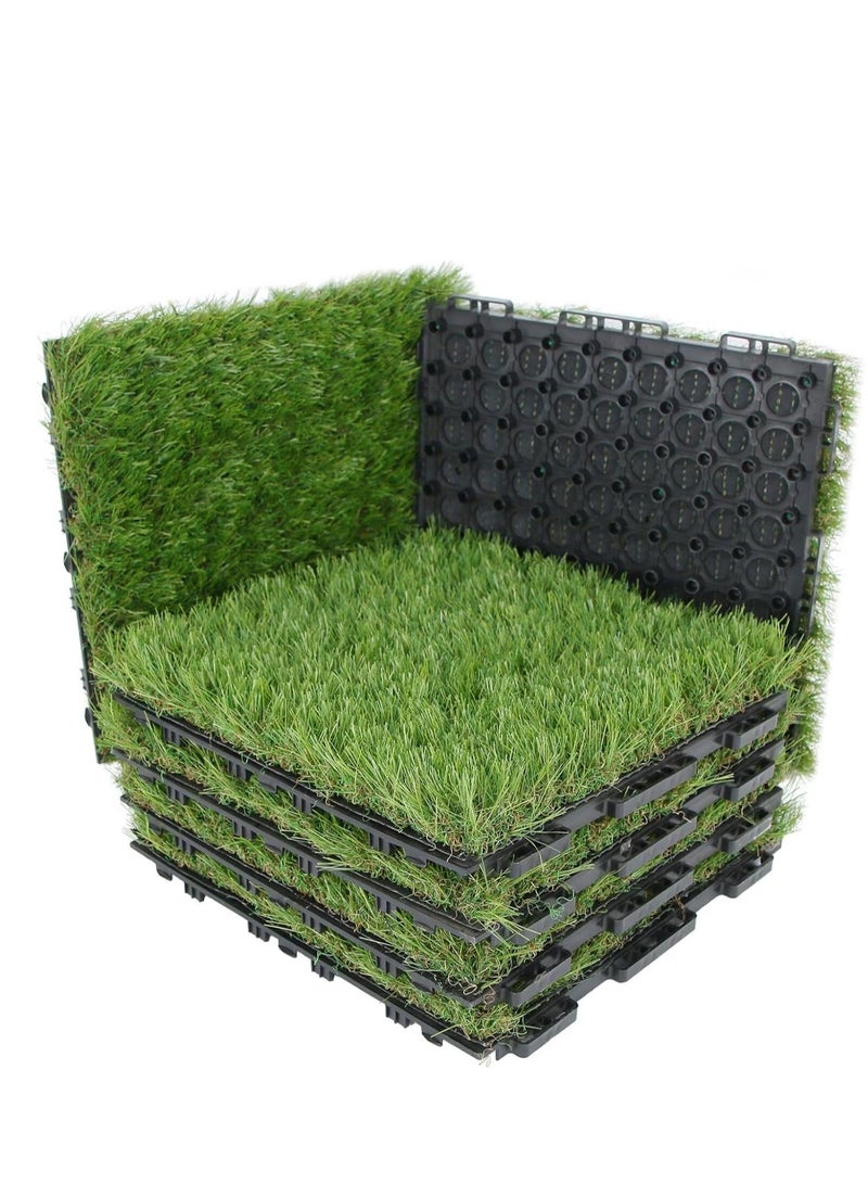 Interlocking Artificial Grass Tiles – 12"x12" Snap-Together Fake Grass, Pet & Kid-Safe, UV/Frost-Resistant, All-Weather Indoor/Outdoor Turf Mat for Patio, Balcony, Pool (No Tools Needed) - Image 1