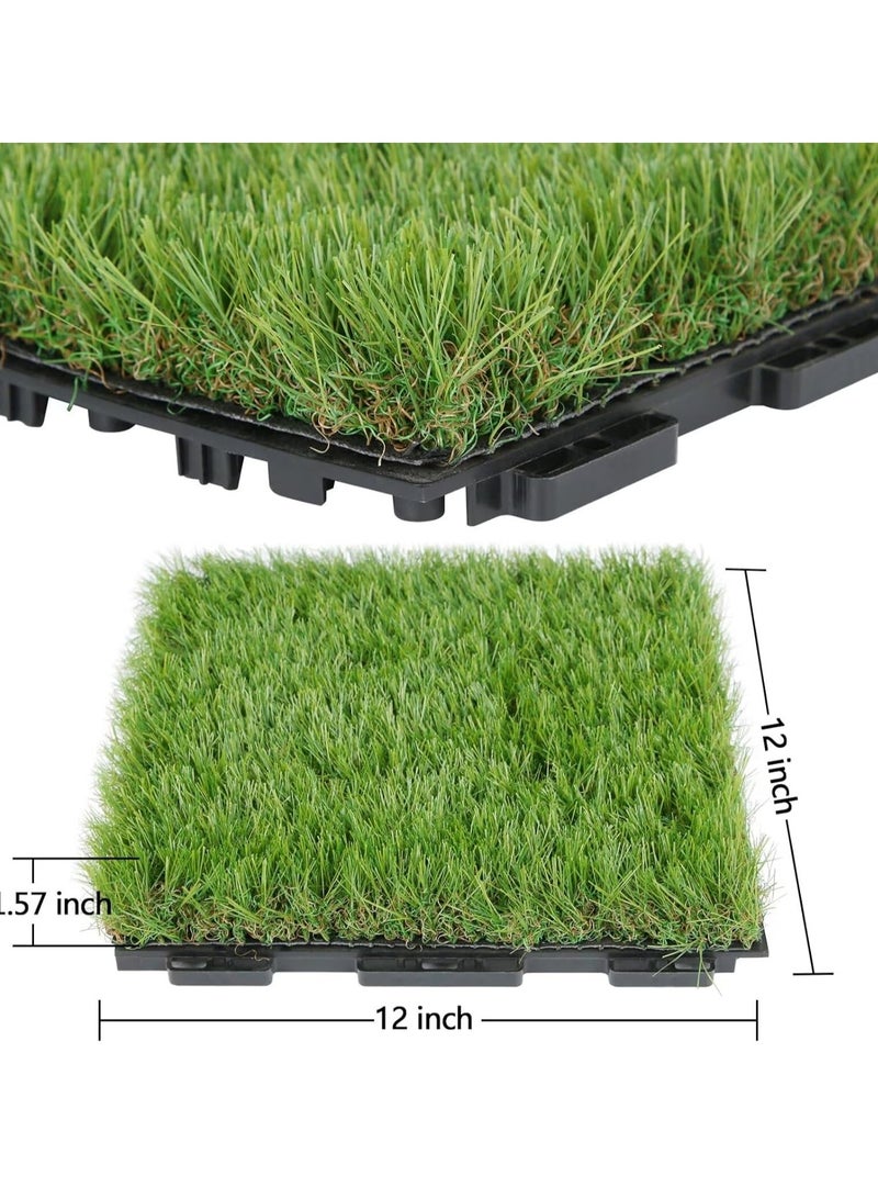 Interlocking Artificial Grass Tiles – 12"x12" Snap-Together Fake Grass, Pet & Kid-Safe, UV/Frost-Resistant, All-Weather Indoor/Outdoor Turf Mat for Patio, Balcony, Pool (No Tools Needed) - Image 2