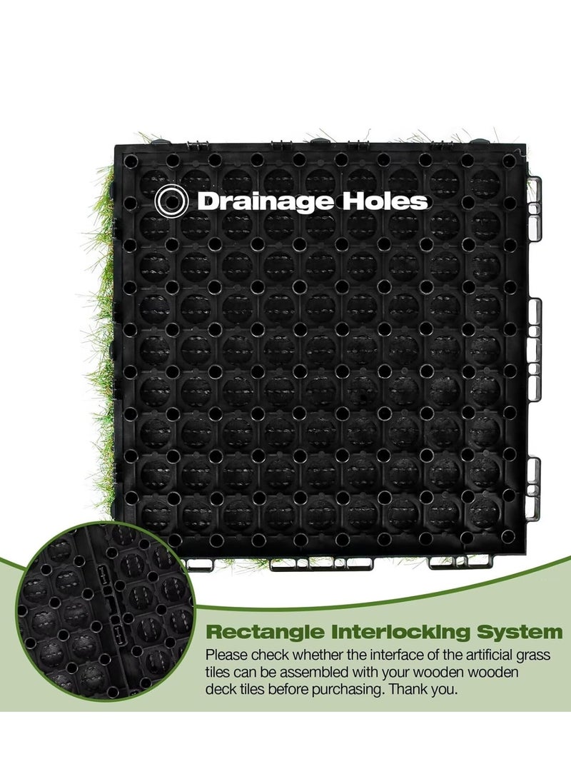 Interlocking Artificial Grass Tiles – 12"x12" Snap-Together Fake Grass, Pet & Kid-Safe, UV/Frost-Resistant, All-Weather Indoor/Outdoor Turf Mat for Patio, Balcony, Pool (No Tools Needed) - Image 3