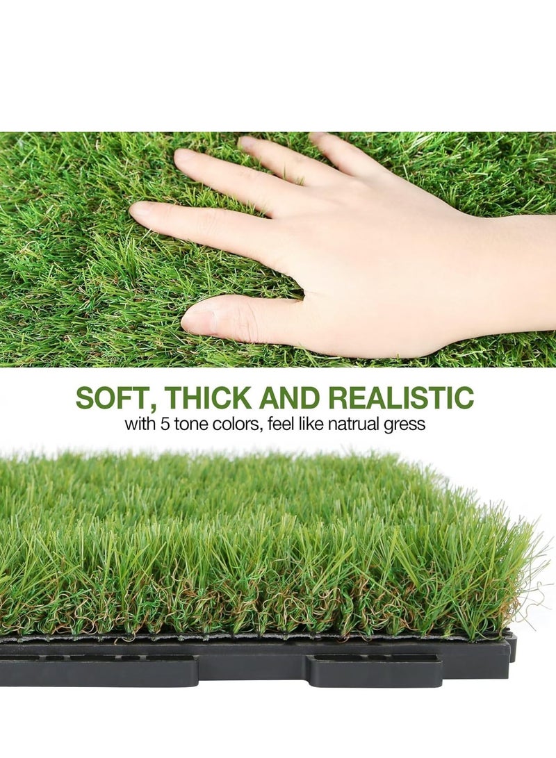 Interlocking Artificial Grass Tiles – 12"x12" Snap-Together Fake Grass, Pet & Kid-Safe, UV/Frost-Resistant, All-Weather Indoor/Outdoor Turf Mat for Patio, Balcony, Pool (No Tools Needed) - Image 4