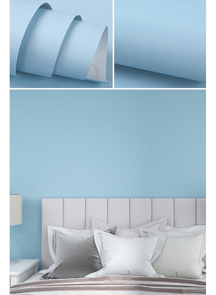 نوايوو ورق جدران لاصق ذاتي، أزرق فاتح 60 سم × 10 متر، ورق حائط لاصق مقاوم للماء، ورق تزييني ذاتي اللصق من الفينيل، مناسب للجدران والمطبخ وغرف النوم. - Image 1